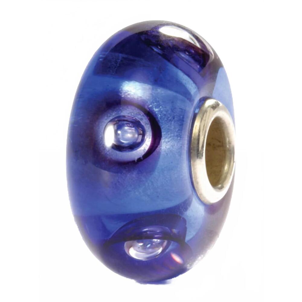NEW TROLLBEADS women's bubbles glass bead charm in clear blue